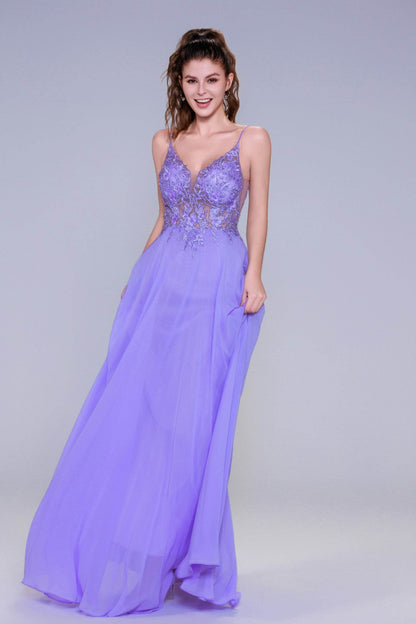 A-Line Maxi Chiffon Prom Dress CS1043