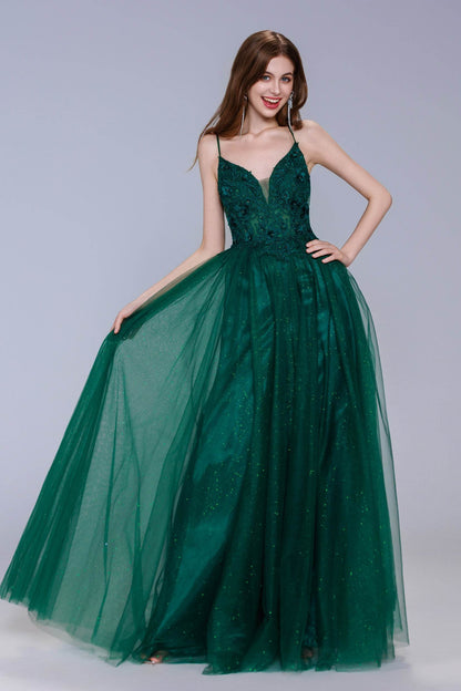 A-Line Maxi Tulle Prom Dress CS1060