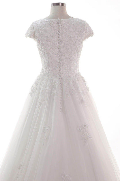 A-Line Court Train Tulle Lace Wedding Dress CW2453