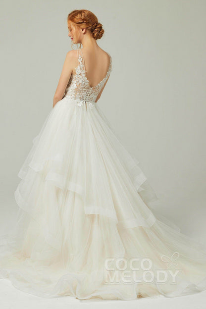 A-Line Court Train Tulle Wedding Dress CW2179