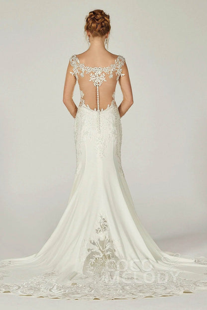 Trumpet-Mermaid Chapel Train Satin Wedding Dress CW2302