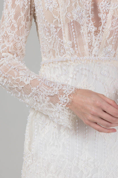 Mermaid Court Train Lace Wedding Dress CW2579