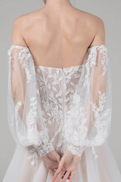 A-Line Court Train Tulle Wedding Dress CW2586