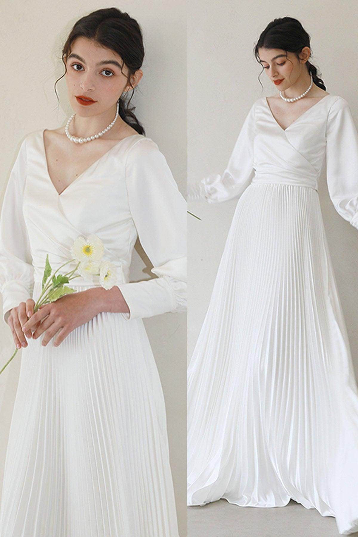 A-Line Sweep-Brush Train Crushed Material Wedding Dress CW3051