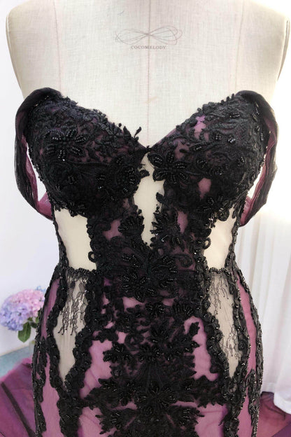 Trumpet-Mermaid Cathedral Train Lace Tulle Wedding Dress CW3223