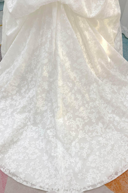 A-Line Court Train Printed Gauze Wedding Dress CW3235