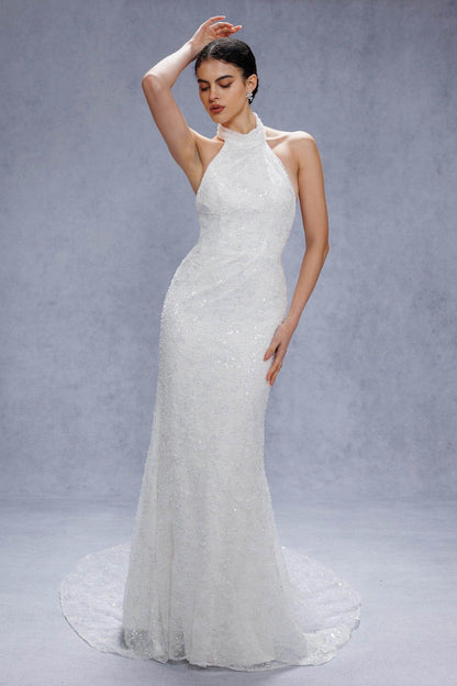 Trumpet-Mermaid Court Train Satin Wedding Dress CW3331