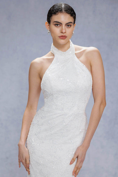 Trumpet-Mermaid Court Train Satin Wedding Dress CW3331