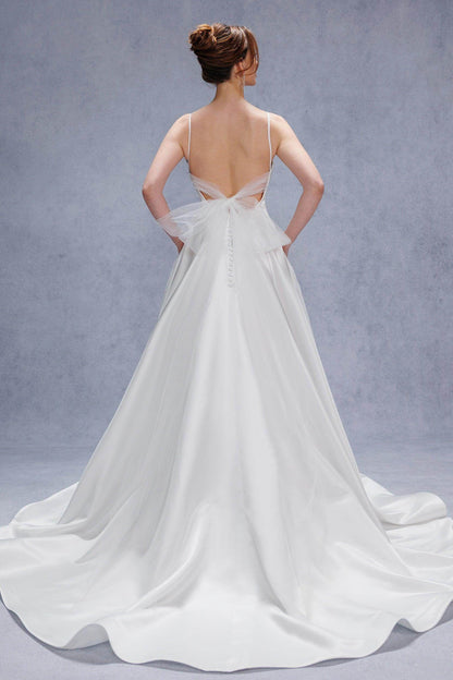 A-Line Court Train Satin Tulle Wedding Dress CW3336