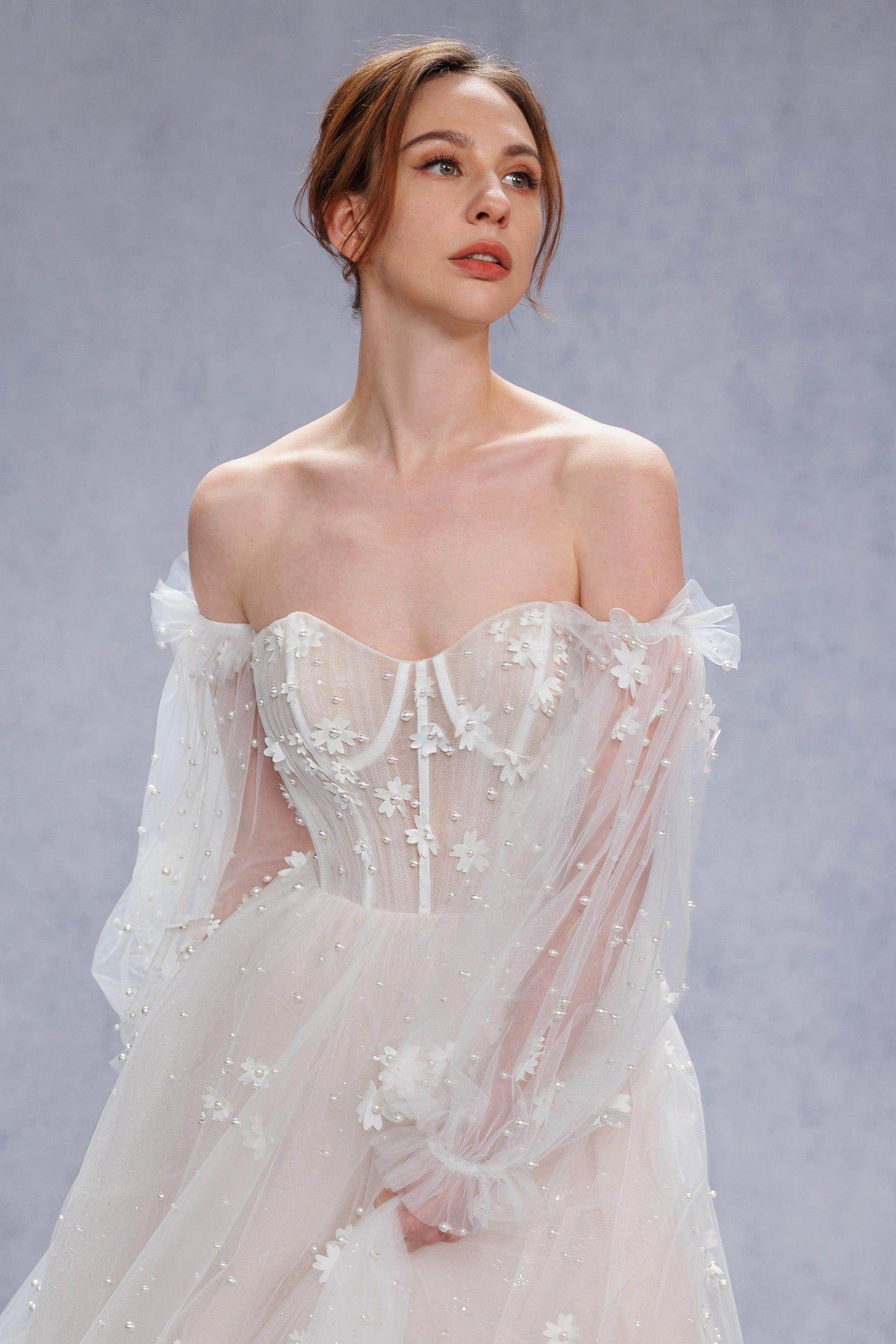 A-Line Court Train Tulle Wedding Dress CW3341