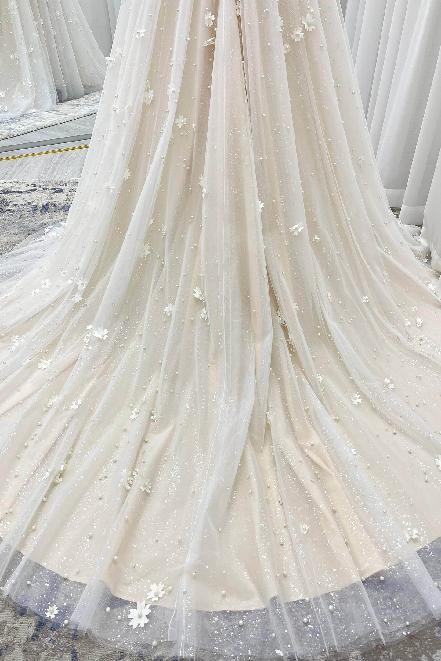 A-Line Court Train Tulle Wedding Dress CW3341