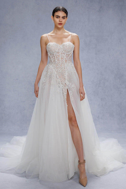 A-Line Court Train Tulle Wedding Dress CW3343