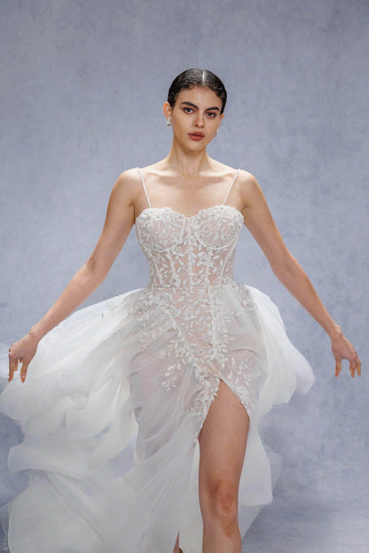 A-Line Court Train Tulle Wedding Dress CW3343