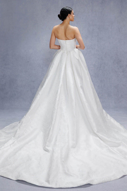 Ball Gown Court Train Jacquard Satin Wedding Dress CW3532