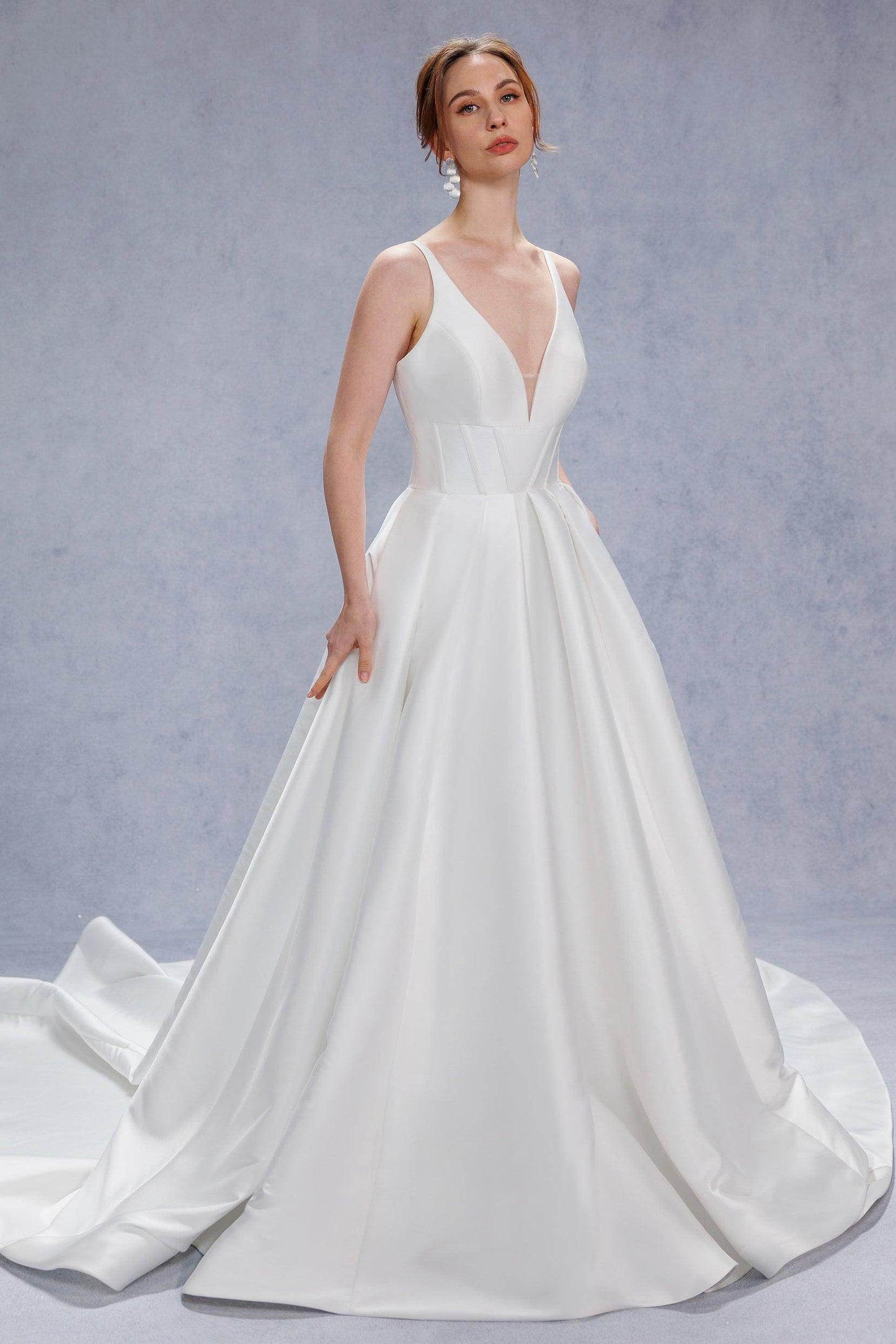 A-Line Court Train Mikado Wedding Dress CW3534