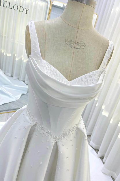 A-Line Court Train Mikado Wedding Dress CW3535