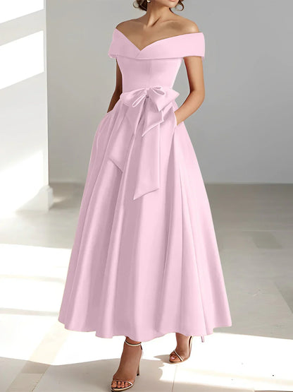 A-line/Princess Off Shoulder Pocket Mother of the bride dresses