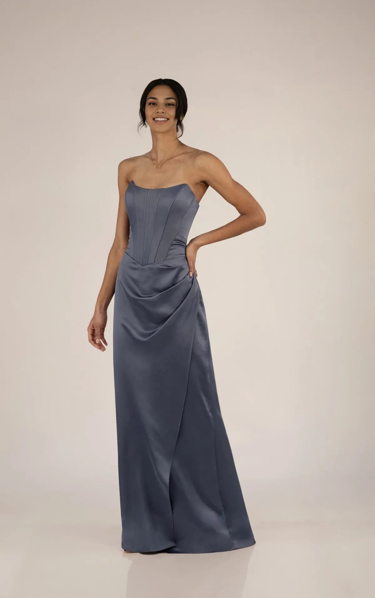 Weitese Prom Shop Dresses Modern Luxe Strapless Charmeuse Column Bridesmaid Dress Formal Women's Dresses