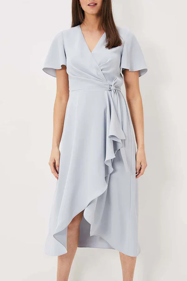 Sexy V-neck short sleeved chiffon plus size mother of the bride dress