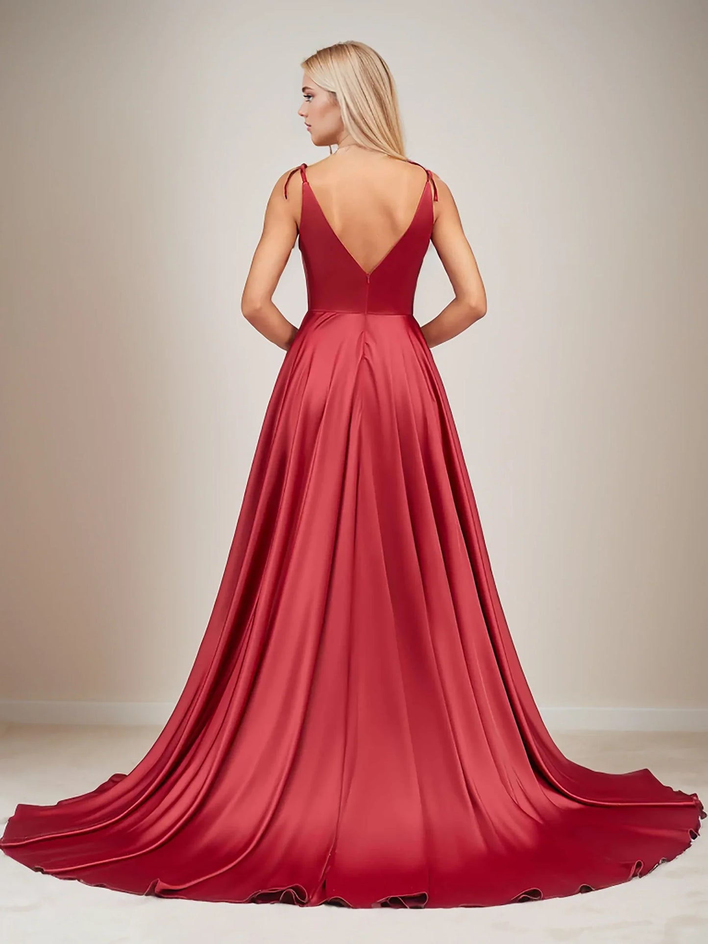 DingjiElegant V Neck Sleeveless Split Bridesmaid Dresses Cocktail Party Prom Long Wedding Guest Dresses For Women
