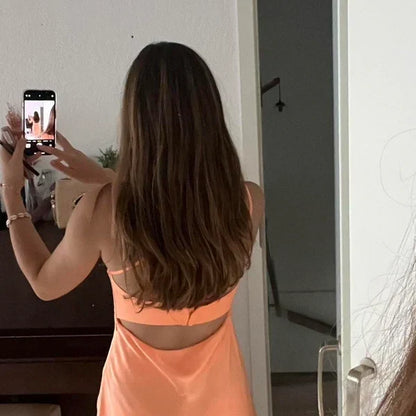 Cute Orange Satin Spaghetti Strap Sheath Short Party Dress Cocktail Dress Homecoming Dress HZ1024