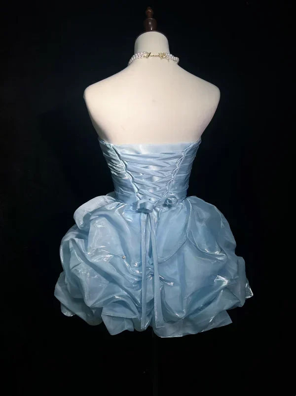 Vintage Sweetheart A-Line Homecoming Dress Ruffle Strapless Party Dress Short Cocktail Dress HZ1024