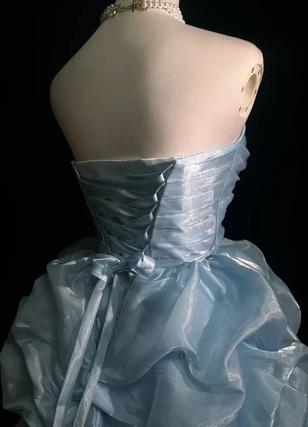 Vintage Sweetheart A-Line Homecoming Dress Ruffle Strapless Party Dress Short Cocktail Dress HZ1024