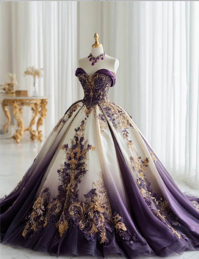 Glam Purple Long Prom Dresses Off-shoulder A-Line Birthday Dresses Applique Tulle Sleeveless Evening Gowns DP04755