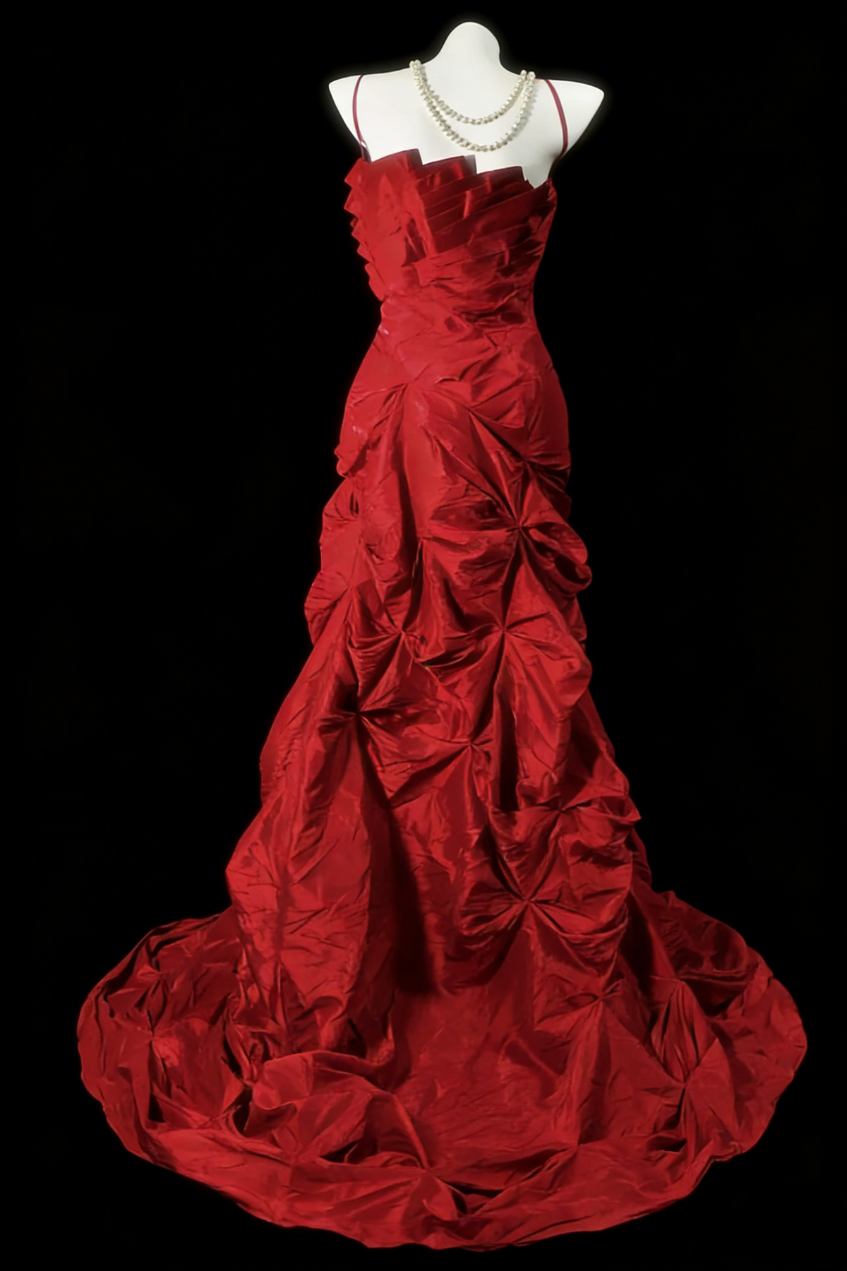 Chic Red Long  Prom Dress Satin Spaghetti Straps Birthday Dress A-Line Sleeveless Evening Dress DP04898