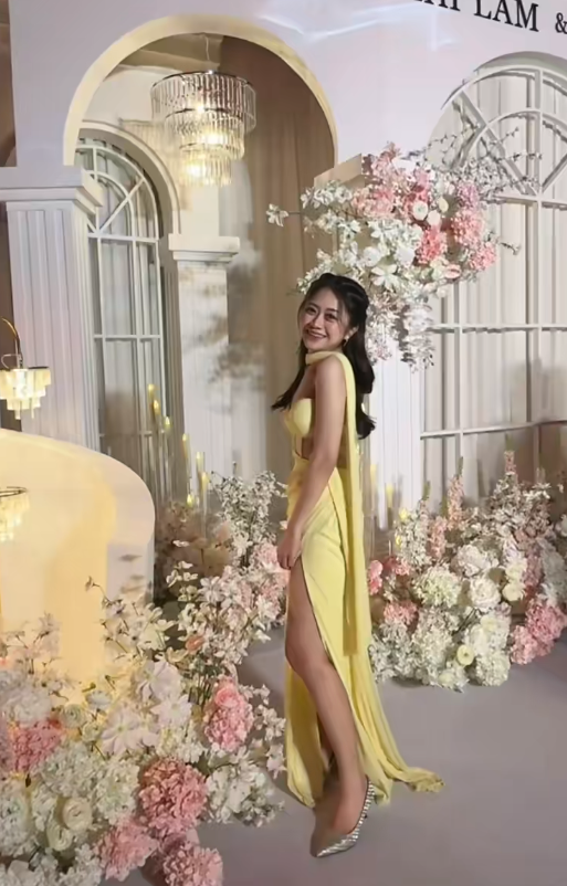 Cute Yellow Prom Dress  Satin Sheath Wedding Guest Dress Sleevless Evening Dress DP05137