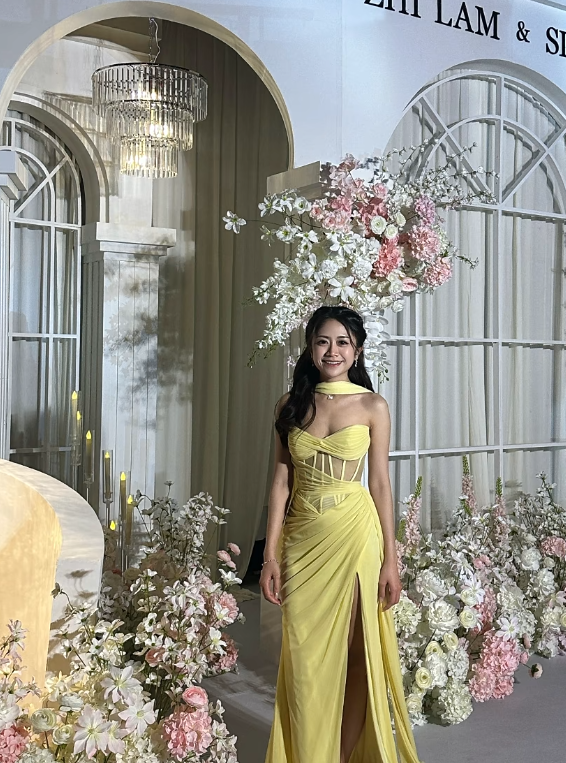 Cute Yellow Prom Dress  Satin Sheath Wedding Guest Dress Sleevless Evening Dress DP05137