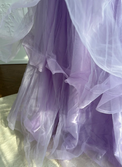 Elegant Purple Prom Dress Tulle Evening Dress A-Line Birthday Dress DP05169
