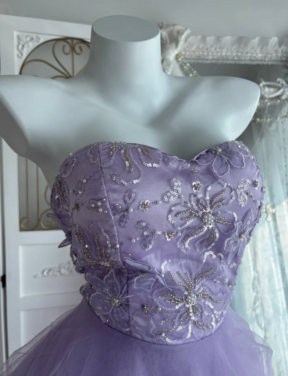 Elegant Purple Prom Dress Tulle Evening Dress A-Line Birthday Dress DP05169