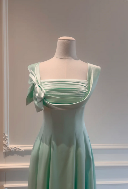 Chic Mint Green Prom Dress Satin Evening Dress A-Line Birthday Dress DP05172