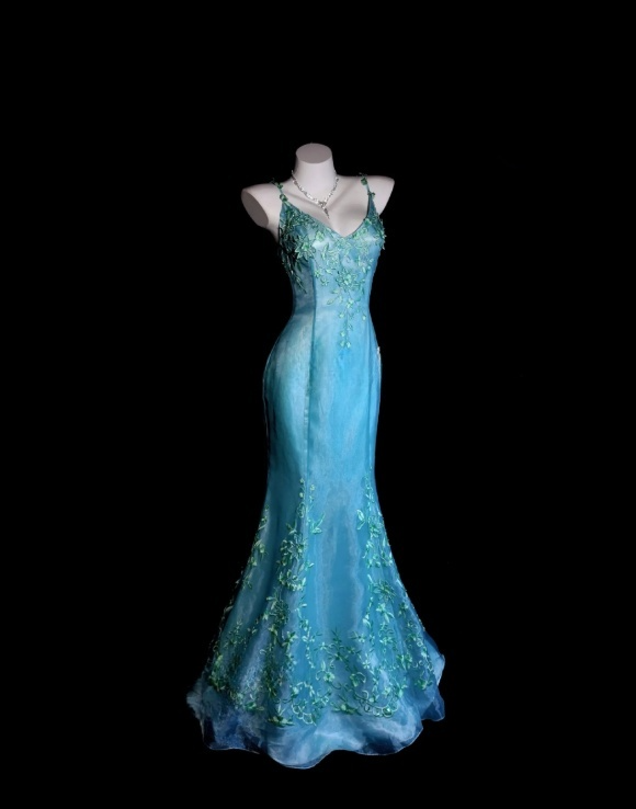 Chic Blue Prom Dress Satin Mermaid Spaghetti Straps Evening Dress Sleeveless Birthday Dress DP05218