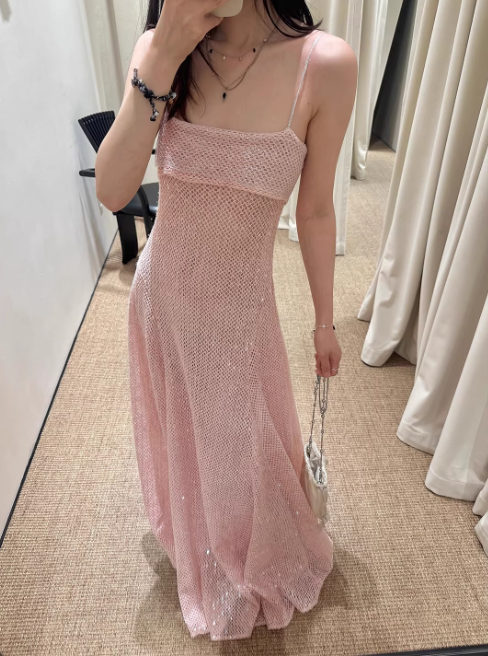 Chic Pink Prom Dress Tulle Sheath Spaghetti Straps Evening Dress Sleeveless Birthday Dress DP05223