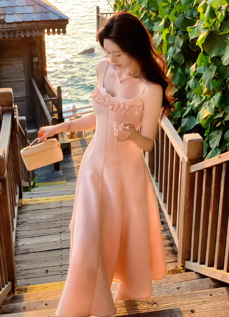 Chic Orange Prom Dress Satin A-Line Spaghetti Straps Evening Dress Sleeveless Birthday Dress DP05224