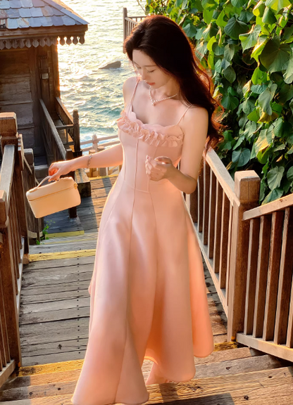 Chic Orange Prom Dress Satin A-Line Spaghetti Straps Evening Dress Sleeveless Birthday Dress DP05224