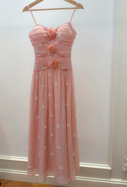 Classy Pink Prom Dress Beaded Spaghetti Straps Sheath Evening Dress Sleeveless Birthday Dress DP05237