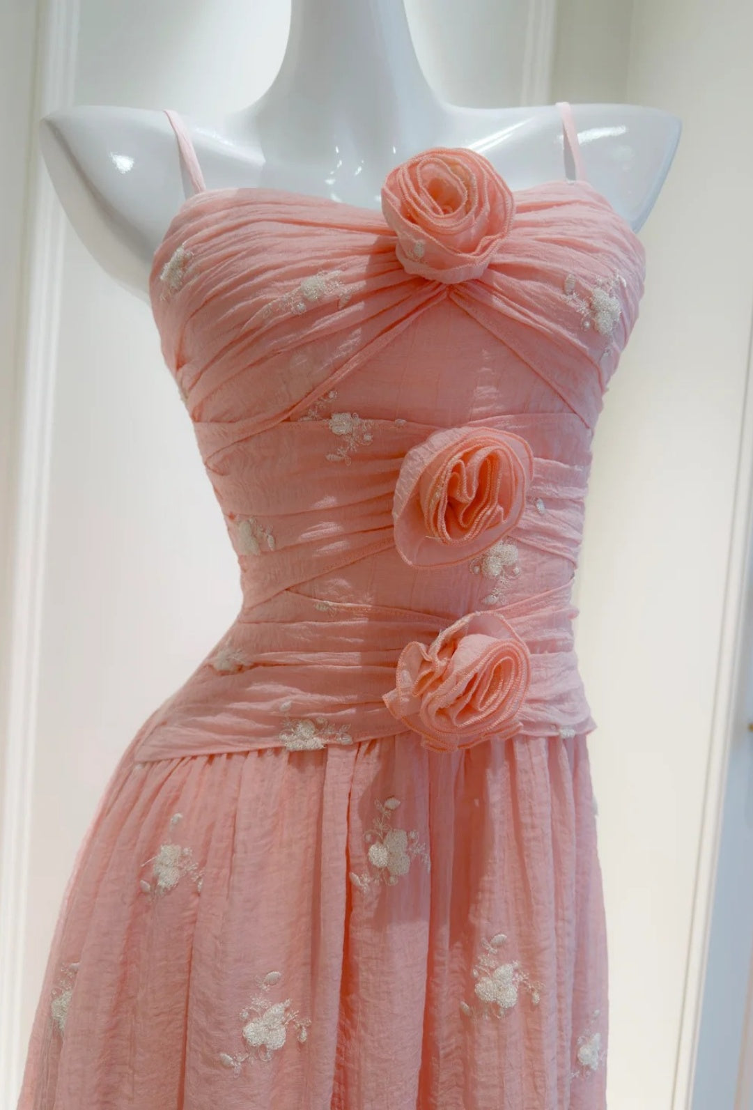 Classy Pink Prom Dress Beaded Spaghetti Straps Sheath Evening Dress Sleeveless Birthday Dress DP05237