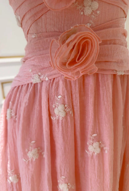 Classy Pink Prom Dress Beaded Spaghetti Straps Sheath Evening Dress Sleeveless Birthday Dress DP05237