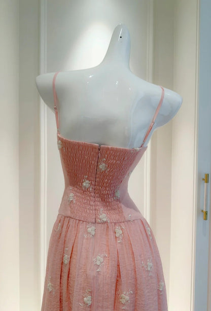 Classy Pink Prom Dress Beaded Spaghetti Straps Sheath Evening Dress Sleeveless Birthday Dress DP05237