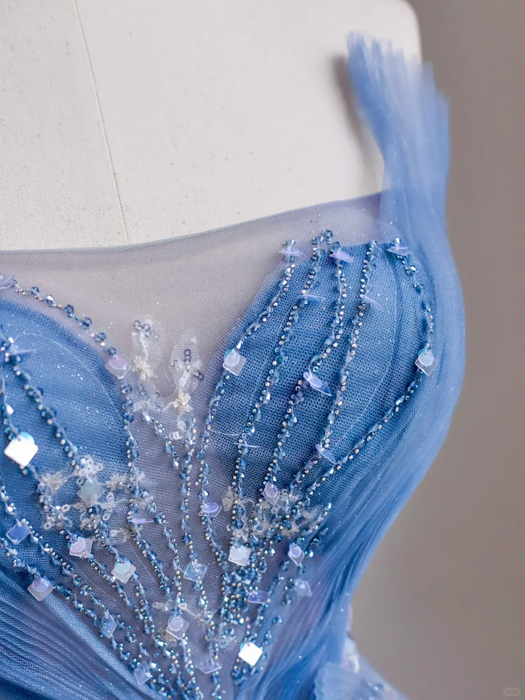 Elegant Glamour A line Strapless Blue Tulle Long Prom Dresses Party Dress Evening Dress DP1524
