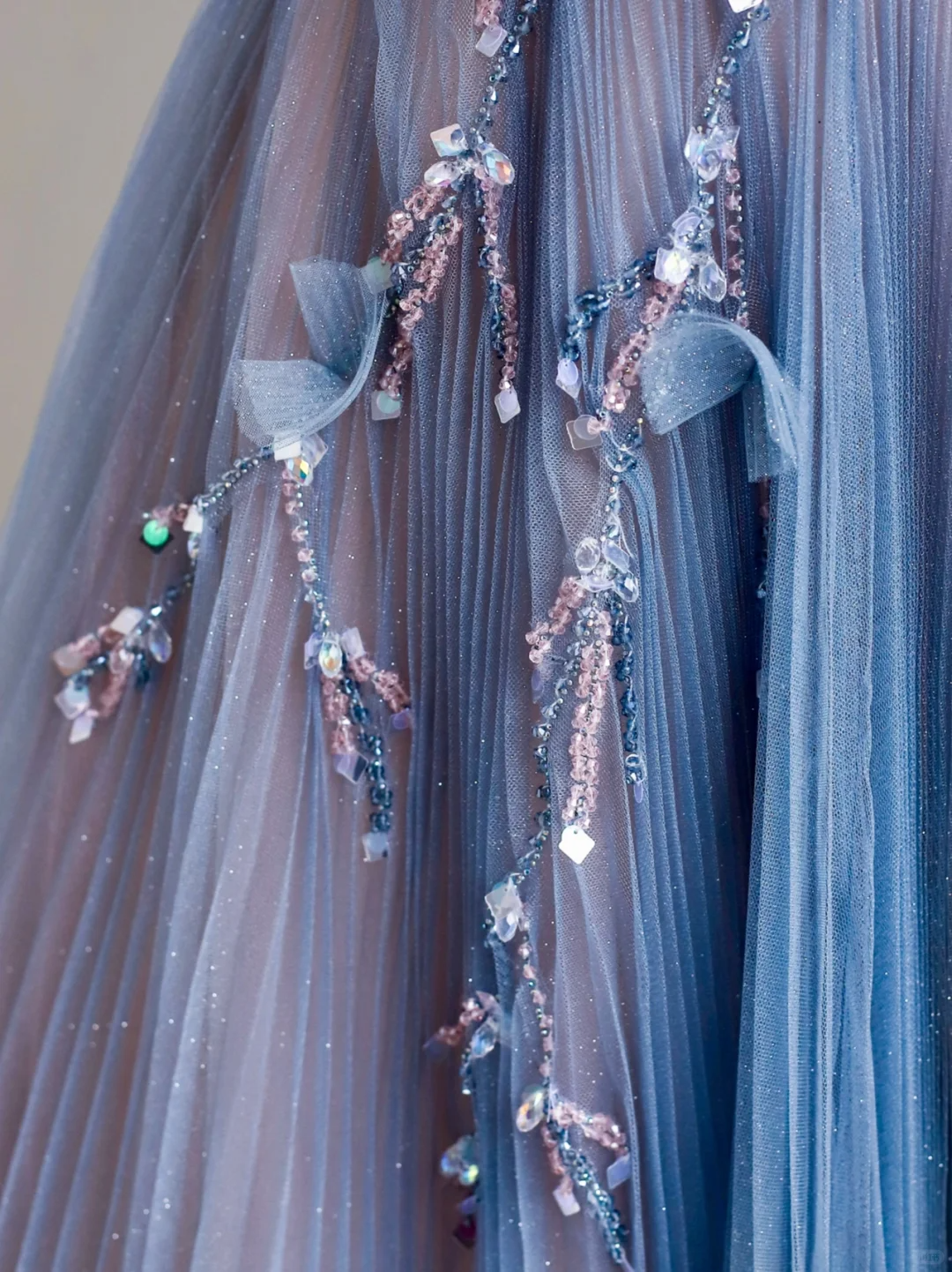 Elegant Glamour A line Strapless Blue Tulle Long Prom Dresses Party Dress Evening Dress DP1529
