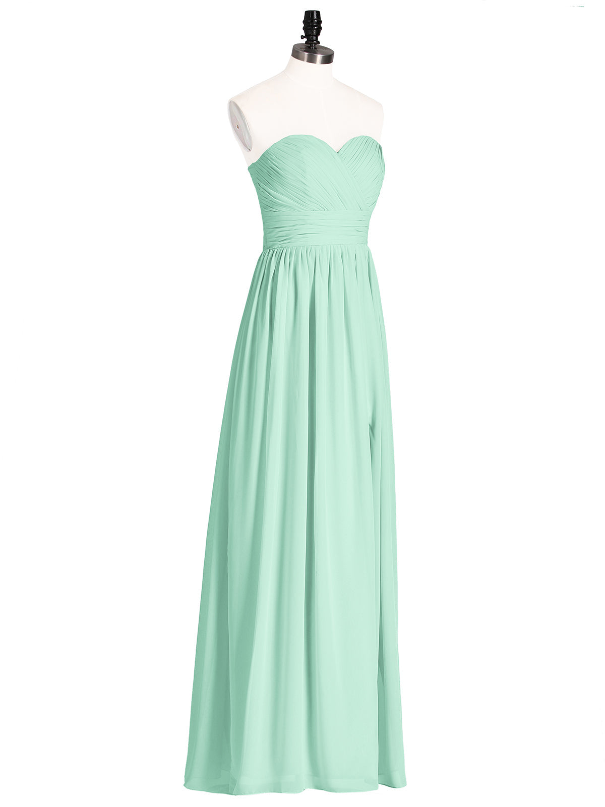 Strapless Sweetheart Neck Bridesmaid Dress with Slit Mint Green