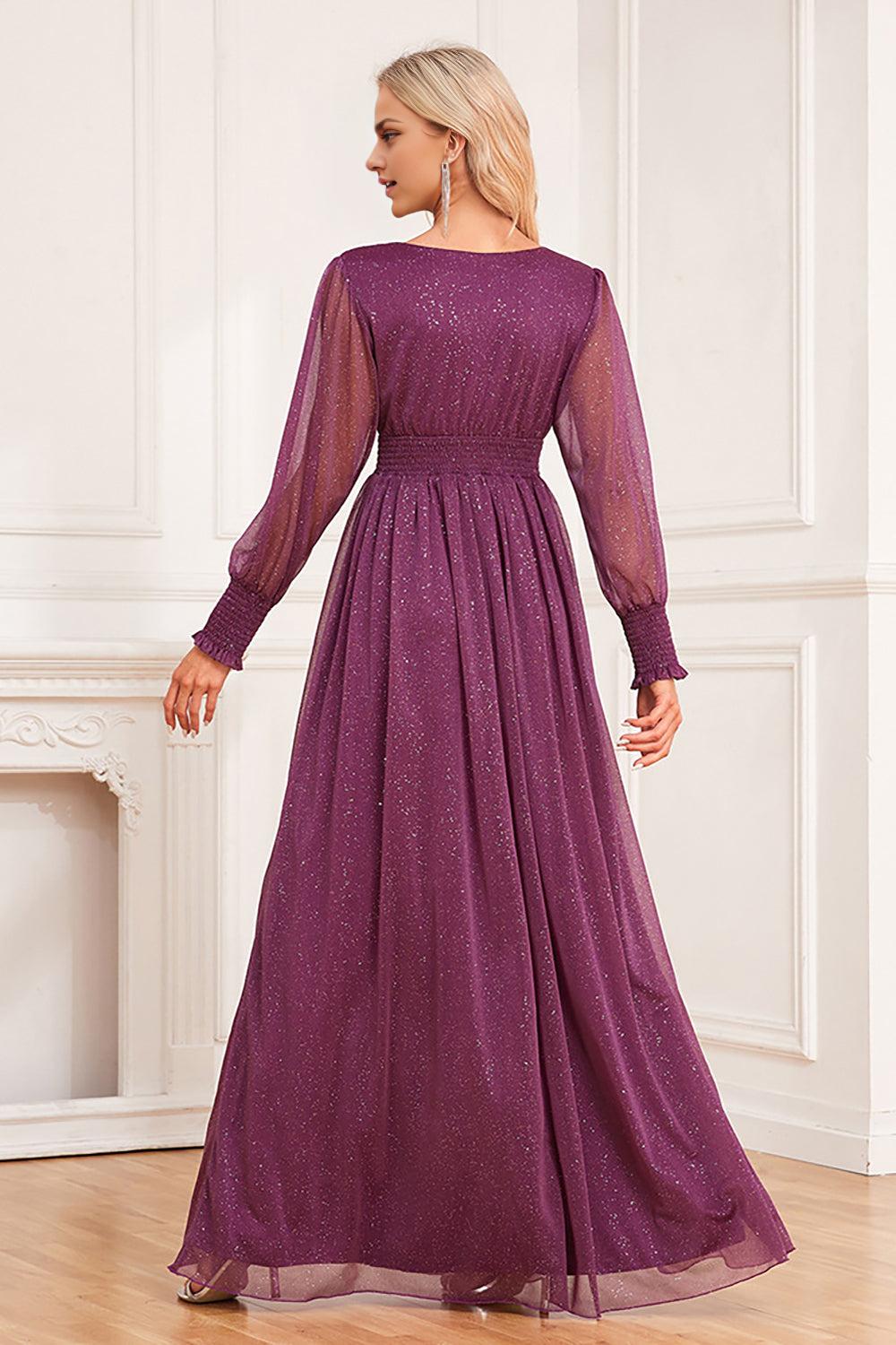 Desert Rose A Line V Neck Long Sleeves Floor Length Mother of the Bride Dresses
