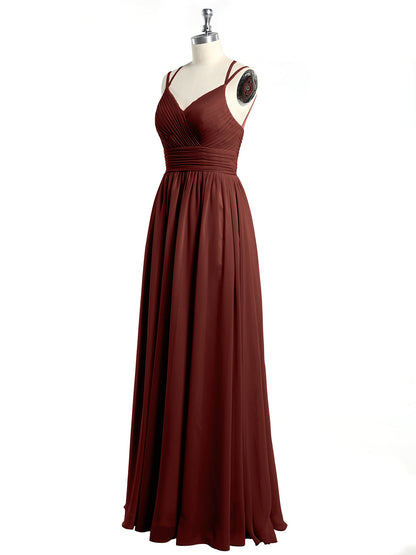 Double Straps Chiffon Dresses with Sweetheart Terracotta