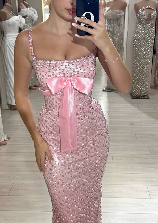 Pink Sheath Long Prom Dresses Elegant Dress for Event