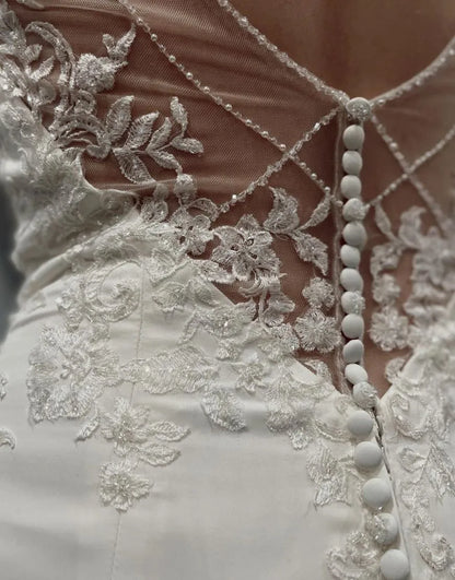 Aimishang Wedding Dress Mermaid Spaghetti Straps Satin With Appliques