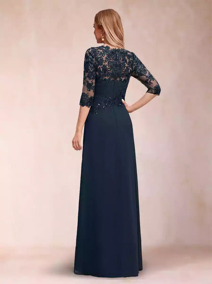Eye catching A-line/princess round neck seven quarter sleeve decal Mother of the Bride Dresses